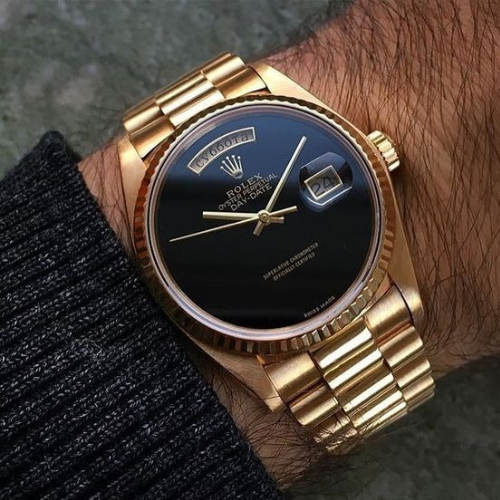 Luxury Watch Yellow Gold Onyx Day-Date Watch(Refurbished)