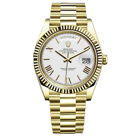 Luxury Watch Oyster Perpetual Day-Date Gold With White Dial(Refurbished)
