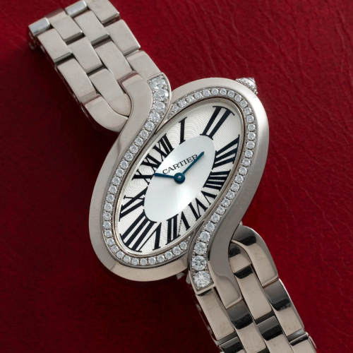 Luxury Watch Delices de Cartier White Silver Roman Numerals