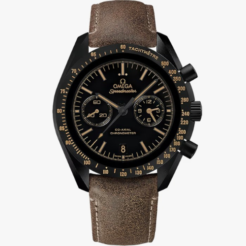 Luxury Speedmaster Chronograph Watch with Brown Leather Strap